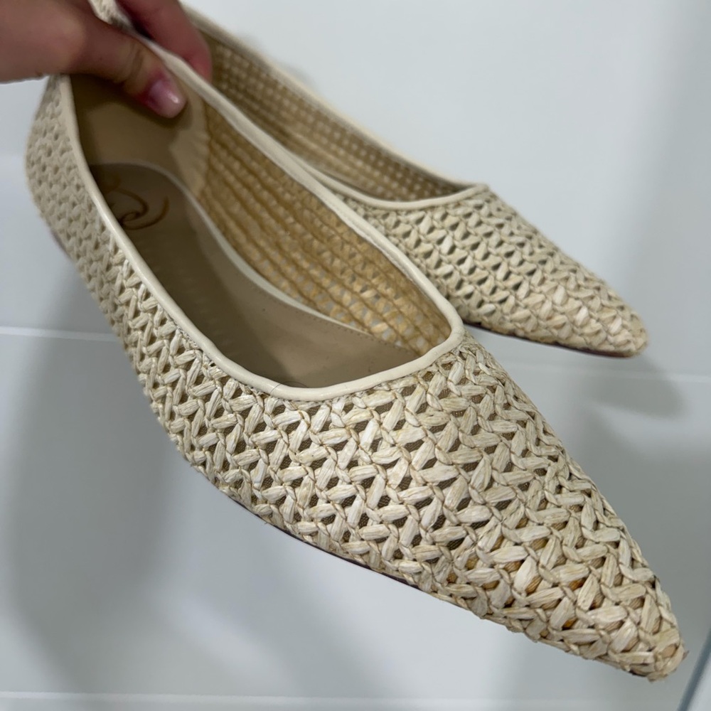 Sam Edelman Cream Woven Pointed Flats - Picture 3 of 6